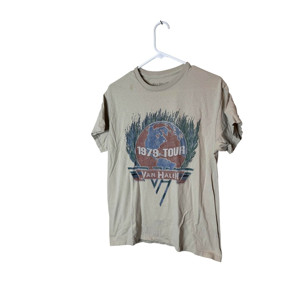 Van Halen Shirt Mens Medium Beige 1978 Tour World Tour 1979 Graphic Tee‎